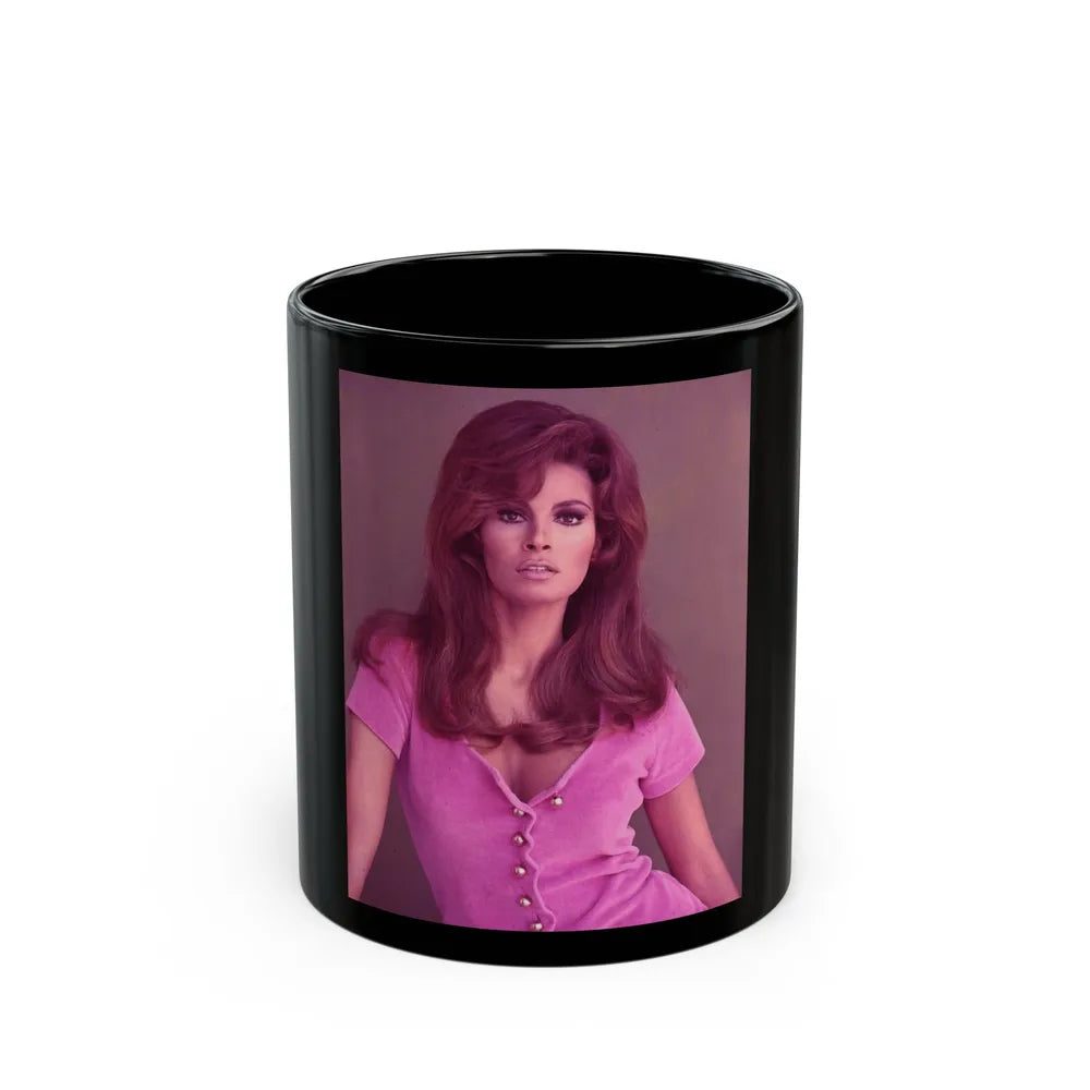 Raquel Welch #308 (Vintage Female Icon) Black Coffee Mug-11oz-Go Mug Yourself