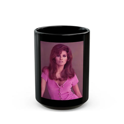 Raquel Welch #308 (Vintage Female Icon) Black Coffee Mug-15oz-Go Mug Yourself