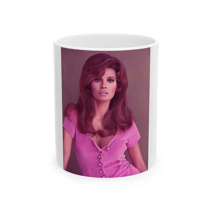 Raquel Welch #308 (Vintage Female Icon) White Coffee Mug-11oz-Go Mug Yourself