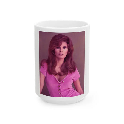 Raquel Welch #308 (Vintage Female Icon) White Coffee Mug-15oz-Go Mug Yourself