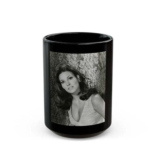 Raquel Welch #313 (Vintage Female Icon) Black Coffee Mug-15oz-Go Mug Yourself