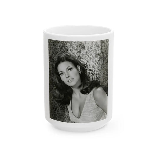 Raquel Welch #313 (Vintage Female Icon) White Coffee Mug-15oz-Go Mug Yourself