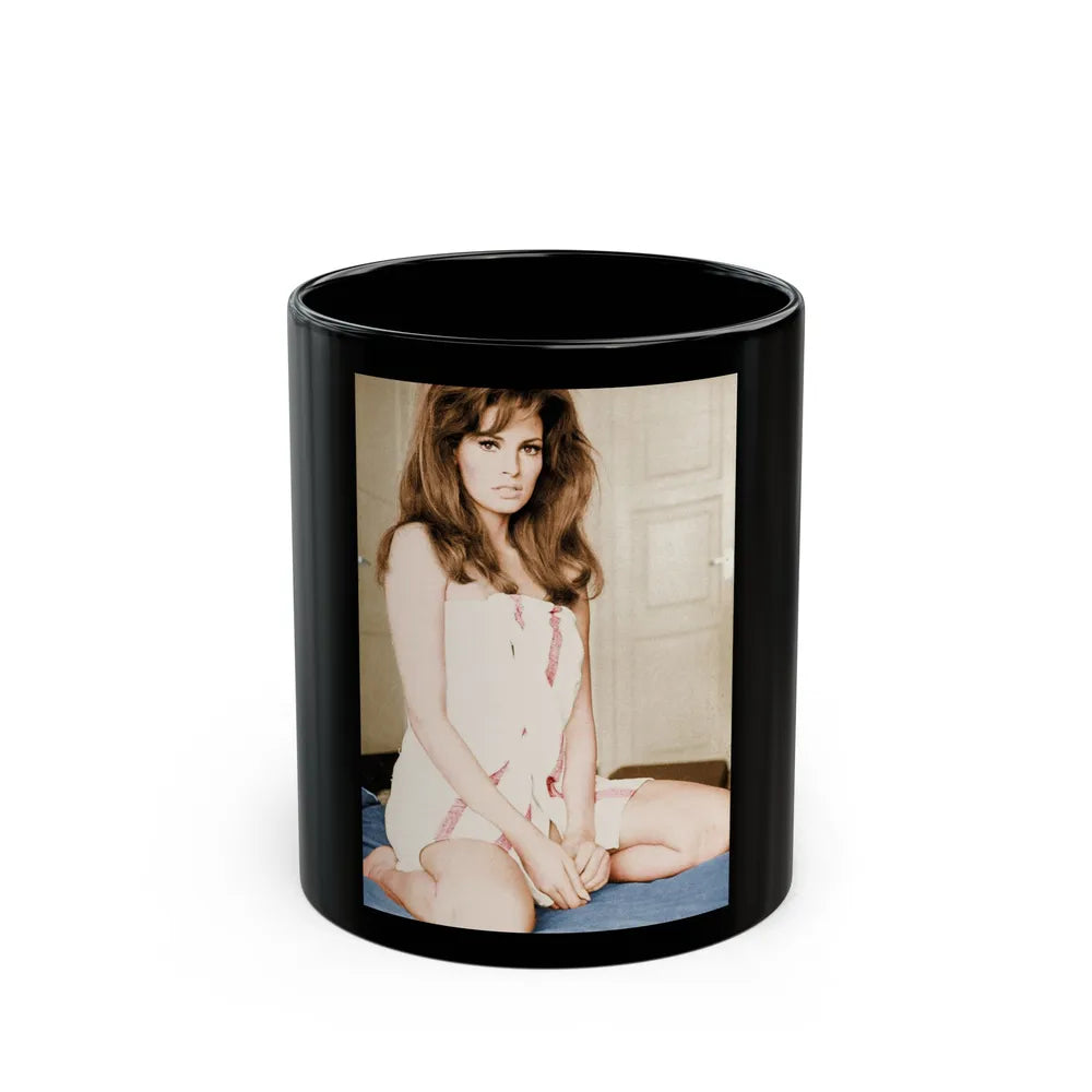 Raquel Welch #317 (Vintage Female Icon) Black Coffee Mug-11oz-Go Mug Yourself