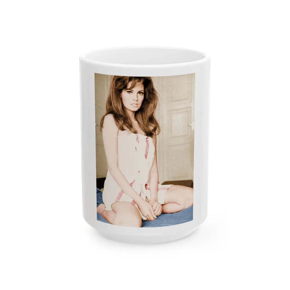 Raquel Welch #317 (Vintage Female Icon) White Coffee Mug-15oz-Go Mug Yourself