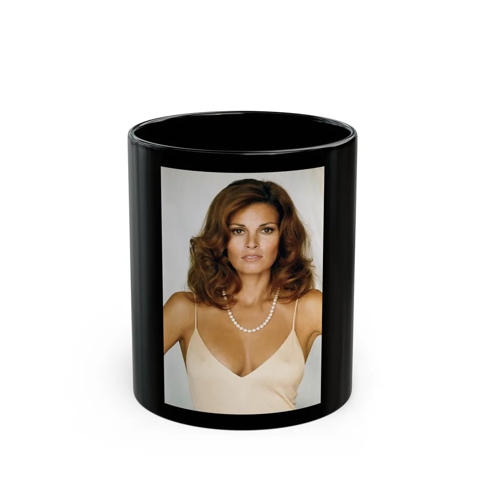 Raquel Welch #318 (Vintage Female Icon) Black Coffee Mug-11oz-Go Mug Yourself