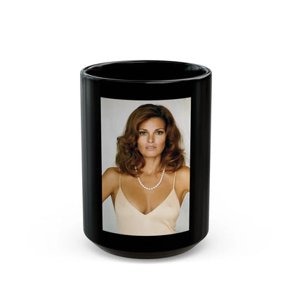 Raquel Welch #318 (Vintage Female Icon) Black Coffee Mug-15oz-Go Mug Yourself