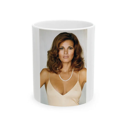 Raquel Welch #318 (Vintage Female Icon) White Coffee Mug-11oz-Go Mug Yourself