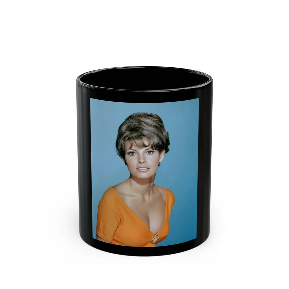 Raquel Welch #327 (Vintage Female Icon) Black Coffee Mug-11oz-Go Mug Yourself