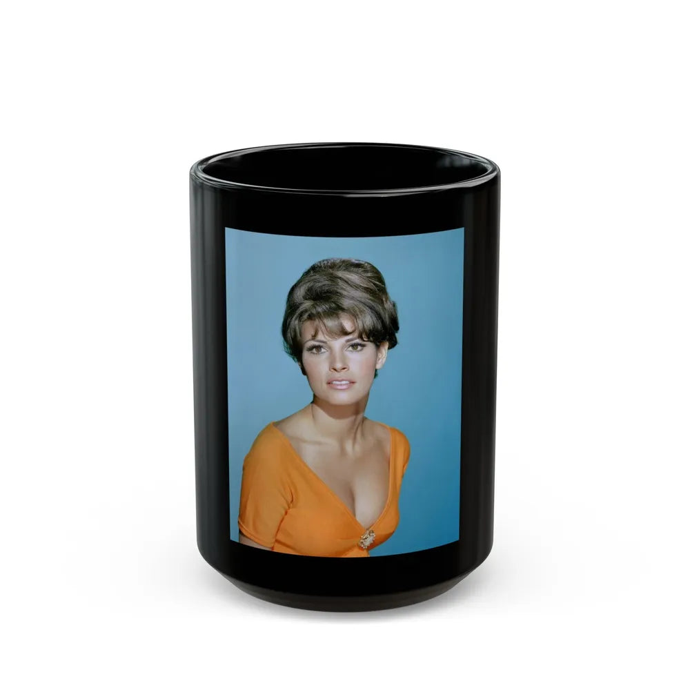 Raquel Welch #327 (Vintage Female Icon) Black Coffee Mug-15oz-Go Mug Yourself