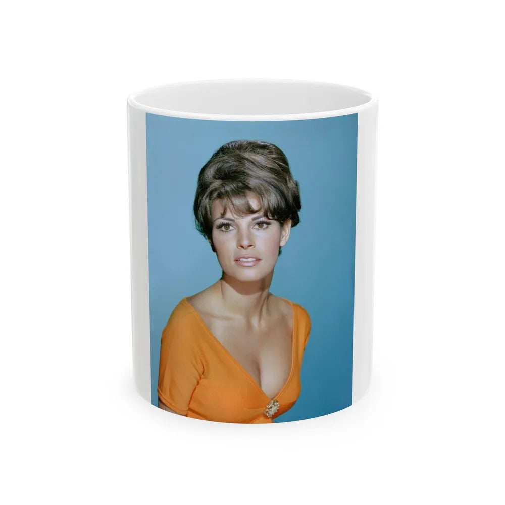 Raquel Welch #327 (Vintage Female Icon) White Coffee Mug-11oz-Go Mug Yourself