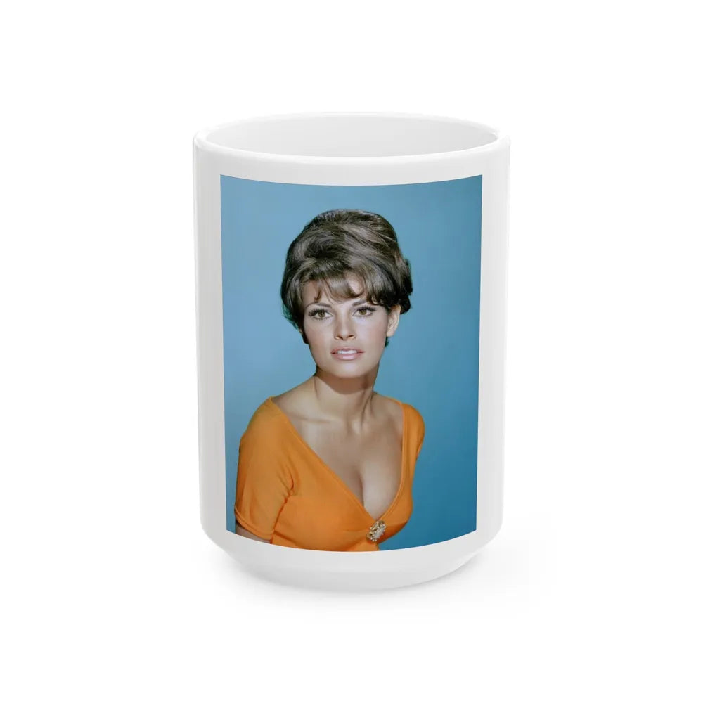 Raquel Welch #327 (Vintage Female Icon) White Coffee Mug-15oz-Go Mug Yourself