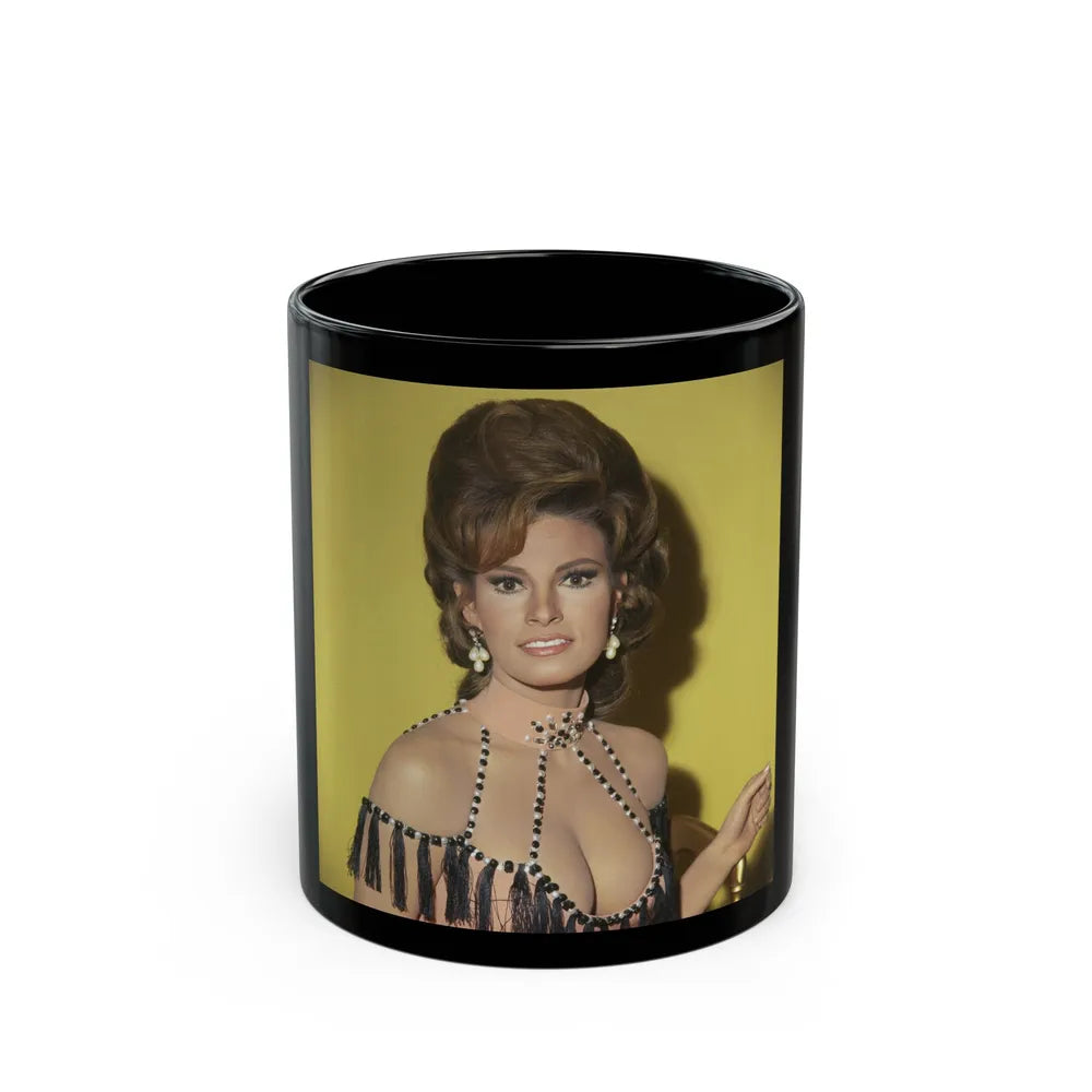 Raquel Welch #330 (Vintage Female Icon) Black Coffee Mug-11oz-Go Mug Yourself