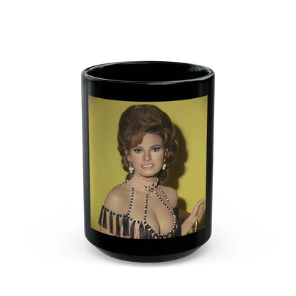 Raquel Welch #330 (Vintage Female Icon) Black Coffee Mug-15oz-Go Mug Yourself