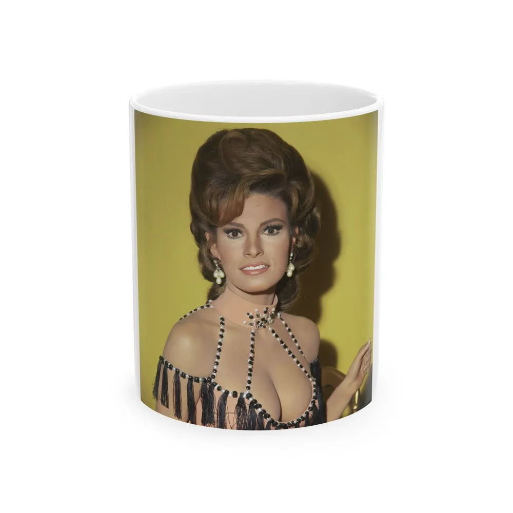 Raquel Welch #330 (Vintage Female Icon) White Coffee Mug-11oz-Go Mug Yourself