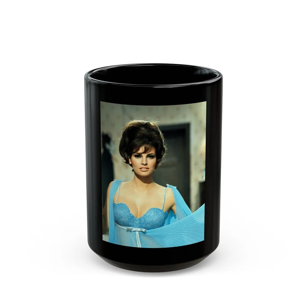 Raquel Welch #331 (Vintage Female Icon) Black Coffee Mug-15oz-Go Mug Yourself