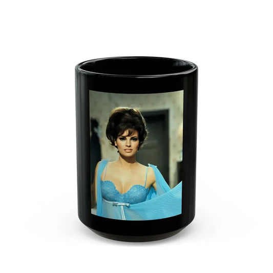 Raquel Welch #331 (Vintage Female Icon) Black Coffee Mug 15oz - Go Mug Yourself