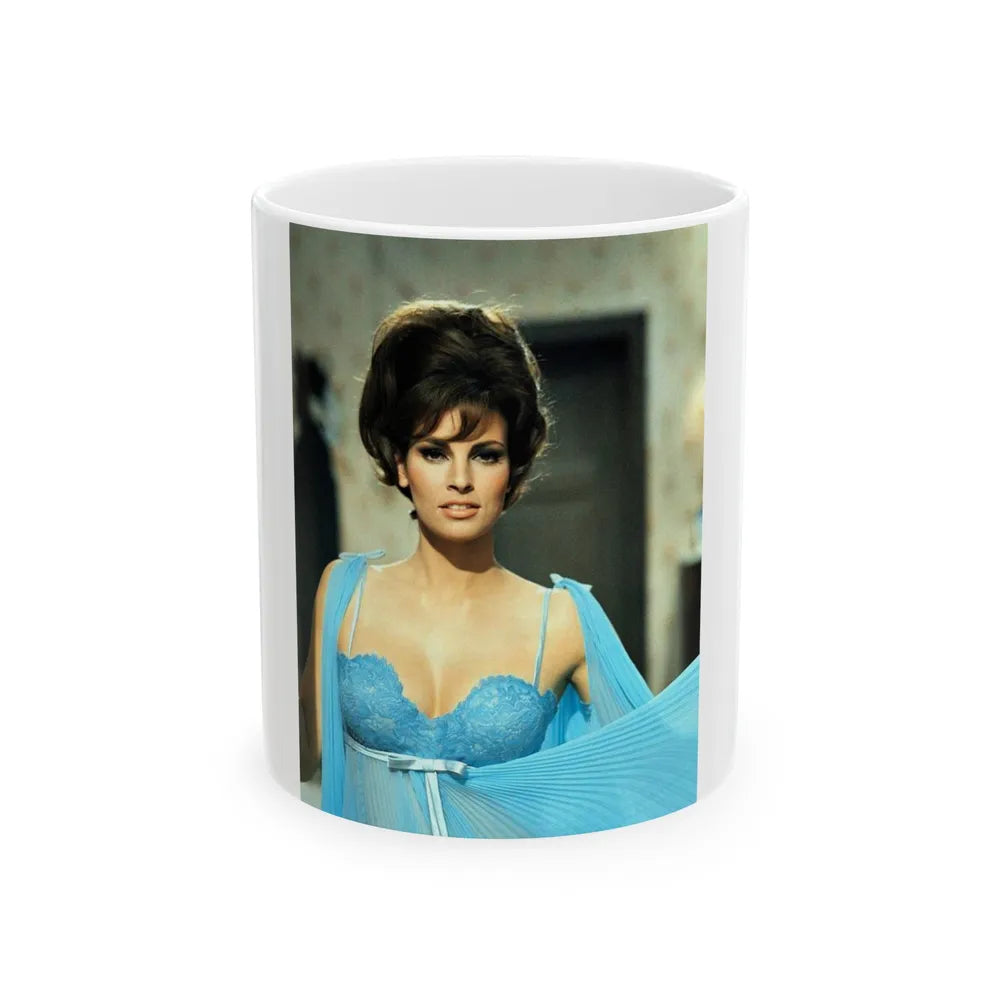 Raquel Welch #331 (Vintage Female Icon) White Coffee Mug-11oz-Go Mug Yourself