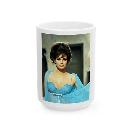 Raquel Welch #331 (Vintage Female Icon) White Coffee Mug 15oz - Go Mug Yourself