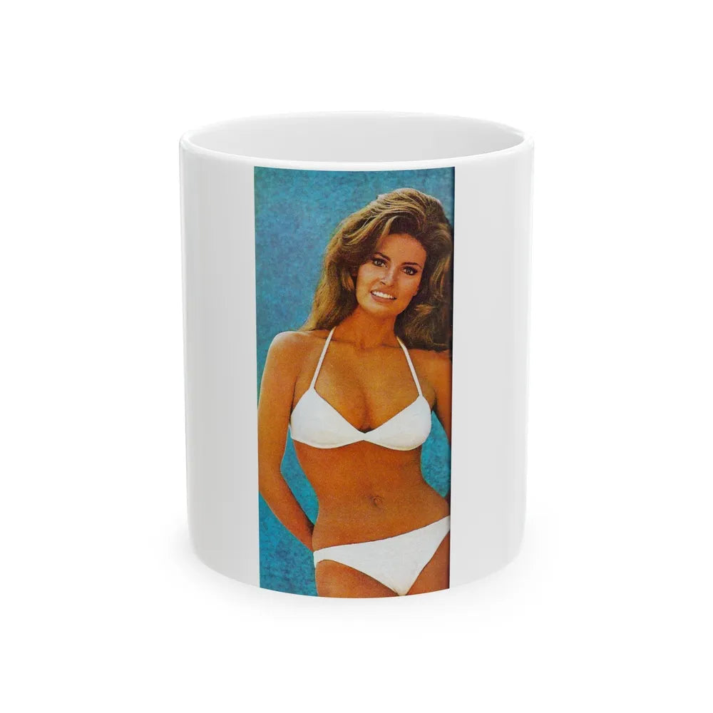 Raquel Welch #335 (Vintage Female Icon) White Coffee Mug-11oz-Go Mug Yourself