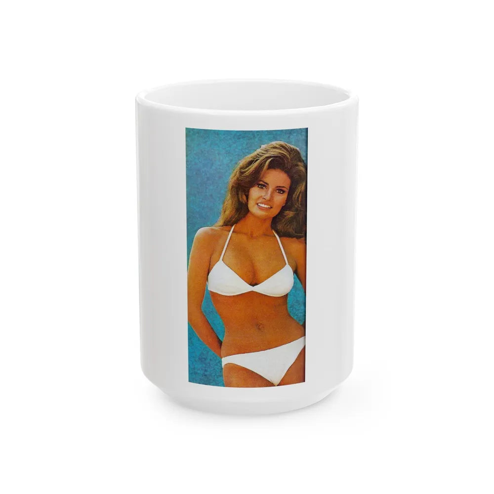 Raquel Welch #335 (Vintage Female Icon) White Coffee Mug-15oz-Go Mug Yourself