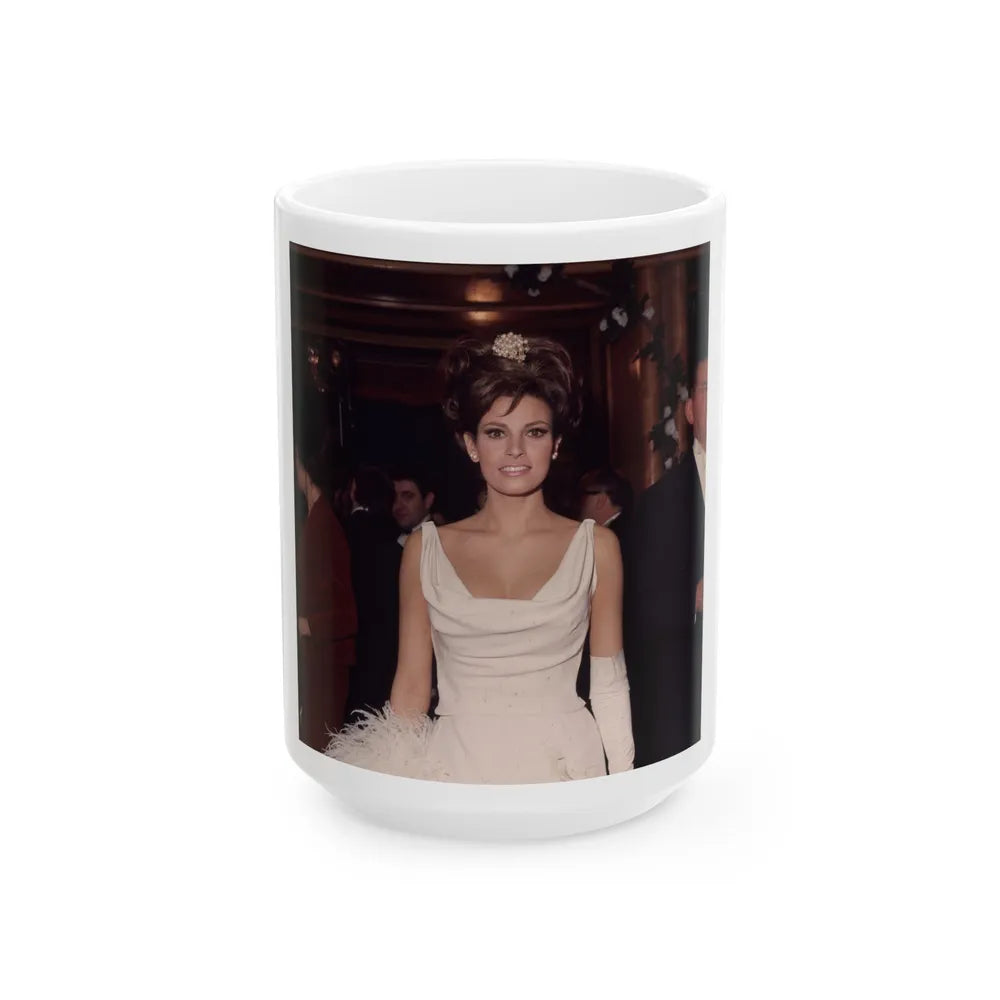 Raquel Welch #337 (Vintage Female Icon) White Coffee Mug-15oz-Go Mug Yourself