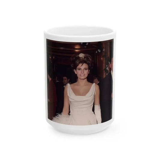 Raquel Welch #337 (Vintage Female Icon) White Coffee Mug 15oz - Go Mug Yourself