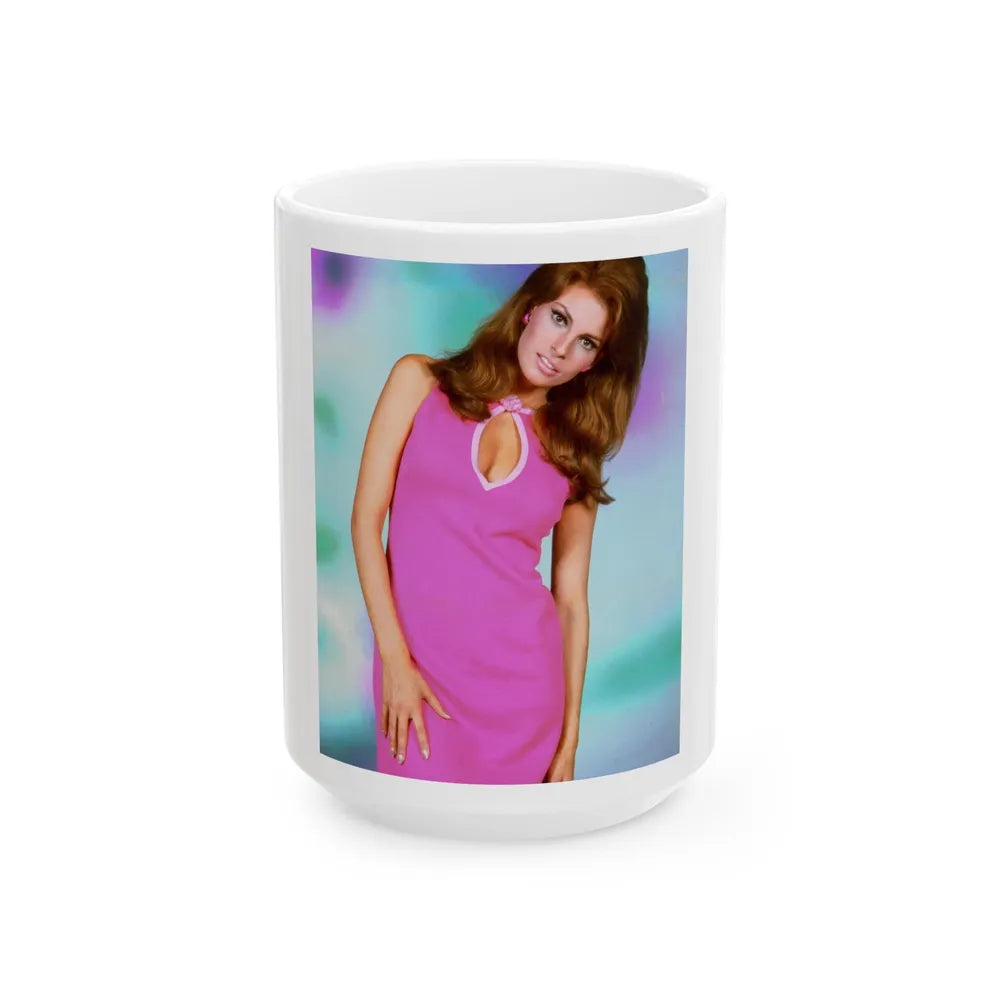 Raquel Welch #339 (Vintage Female Icon) White Coffee Mug-15oz-Go Mug Yourself