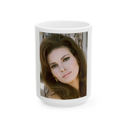 Raquel Welch #341 (Vintage Female Icon) White Coffee Mug-15oz-Go Mug Yourself