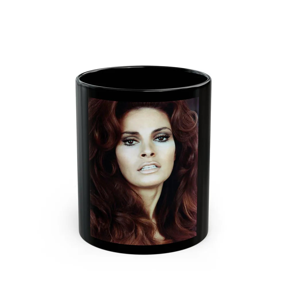 Raquel Welch #342 (Vintage Female Icon) Black Coffee Mug-11oz-Go Mug Yourself