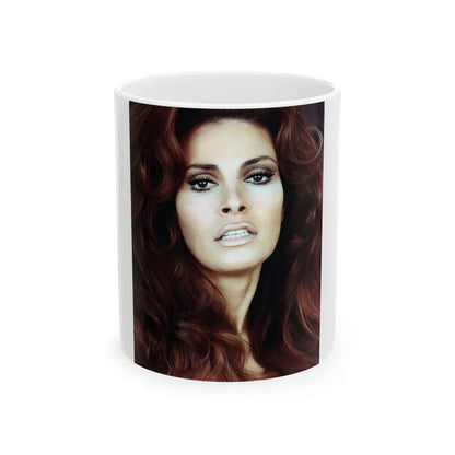 Raquel Welch #342 (Vintage Female Icon) White Coffee Mug-11oz-Go Mug Yourself