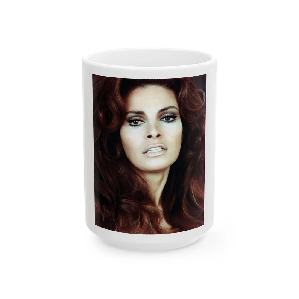 Raquel Welch #342 (Vintage Female Icon) White Coffee Mug-15oz-Go Mug Yourself