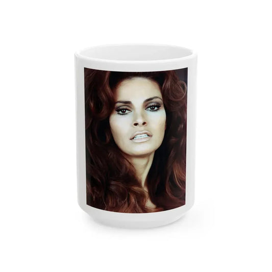 Raquel Welch #342 (Vintage Female Icon) White Coffee Mug 15oz - Go Mug Yourself