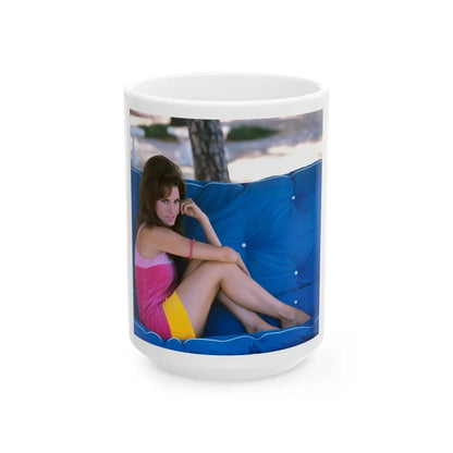 Raquel Welch #343 (Vintage Female Icon) White Coffee Mug-15oz-Go Mug Yourself