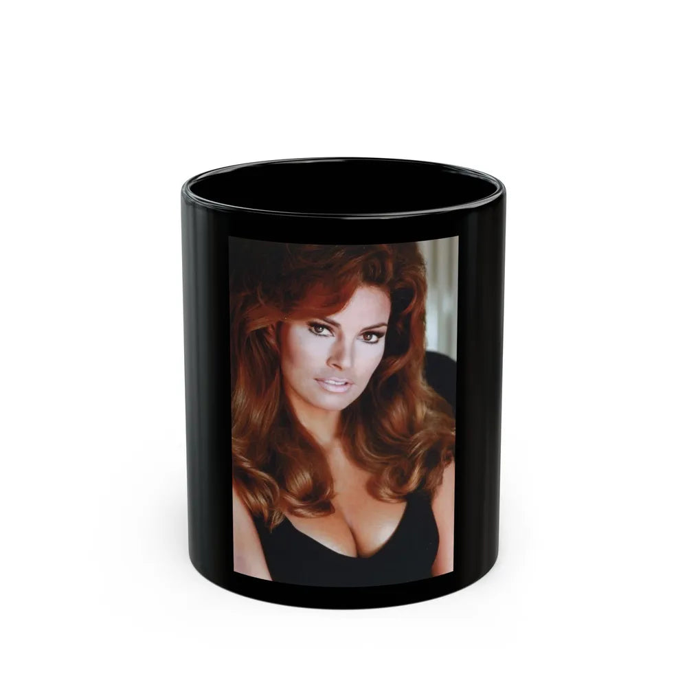 Raquel Welch #344 (Vintage Female Icon) Black Coffee Mug-11oz-Go Mug Yourself