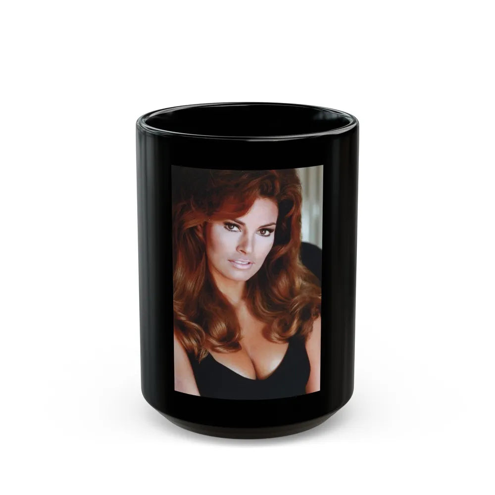 Raquel Welch #344 (Vintage Female Icon) Black Coffee Mug-15oz-Go Mug Yourself