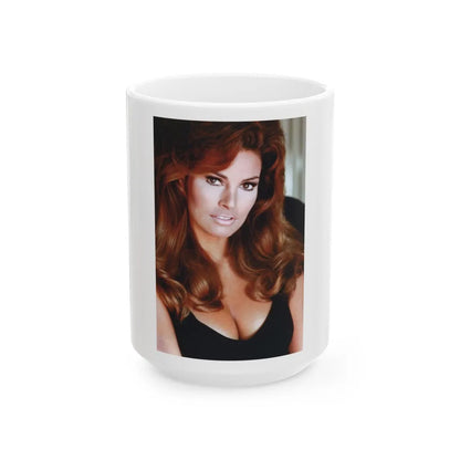 Raquel Welch #344 (Vintage Female Icon) White Coffee Mug-15oz-Go Mug Yourself