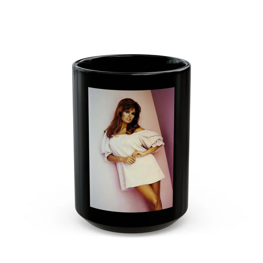 Raquel Welch #345 (Vintage Female Icon) Black Coffee Mug-15oz-Go Mug Yourself