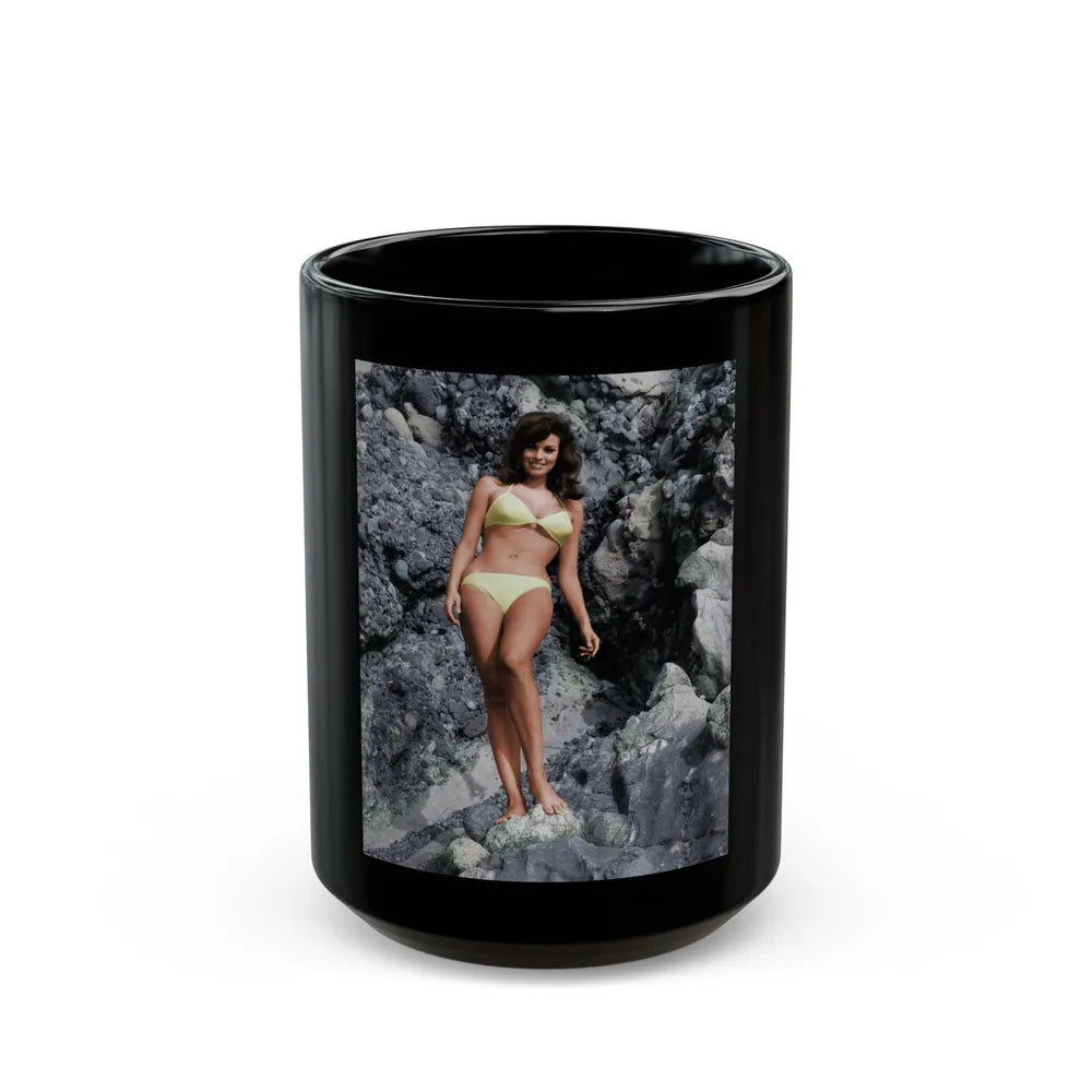 Raquel Welch #346 (Vintage Female Icon) Black Coffee Mug-15oz-Go Mug Yourself