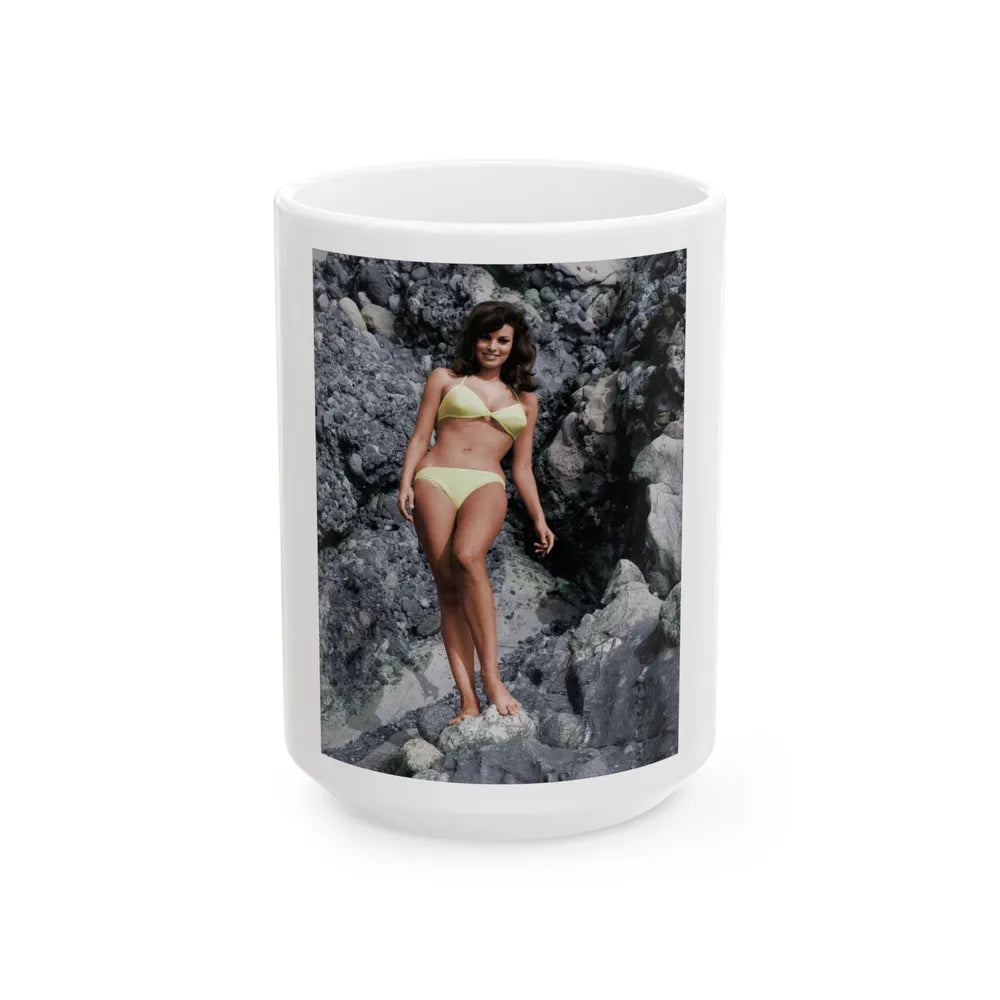 Raquel Welch #346 (Vintage Female Icon) White Coffee Mug-15oz-Go Mug Yourself