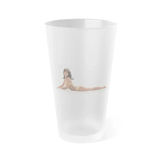Raquel Welch #347 (Vintage Female Icon) Frosted Pint Glass 16oz 16oz Frosted - Go Mug Yourself
