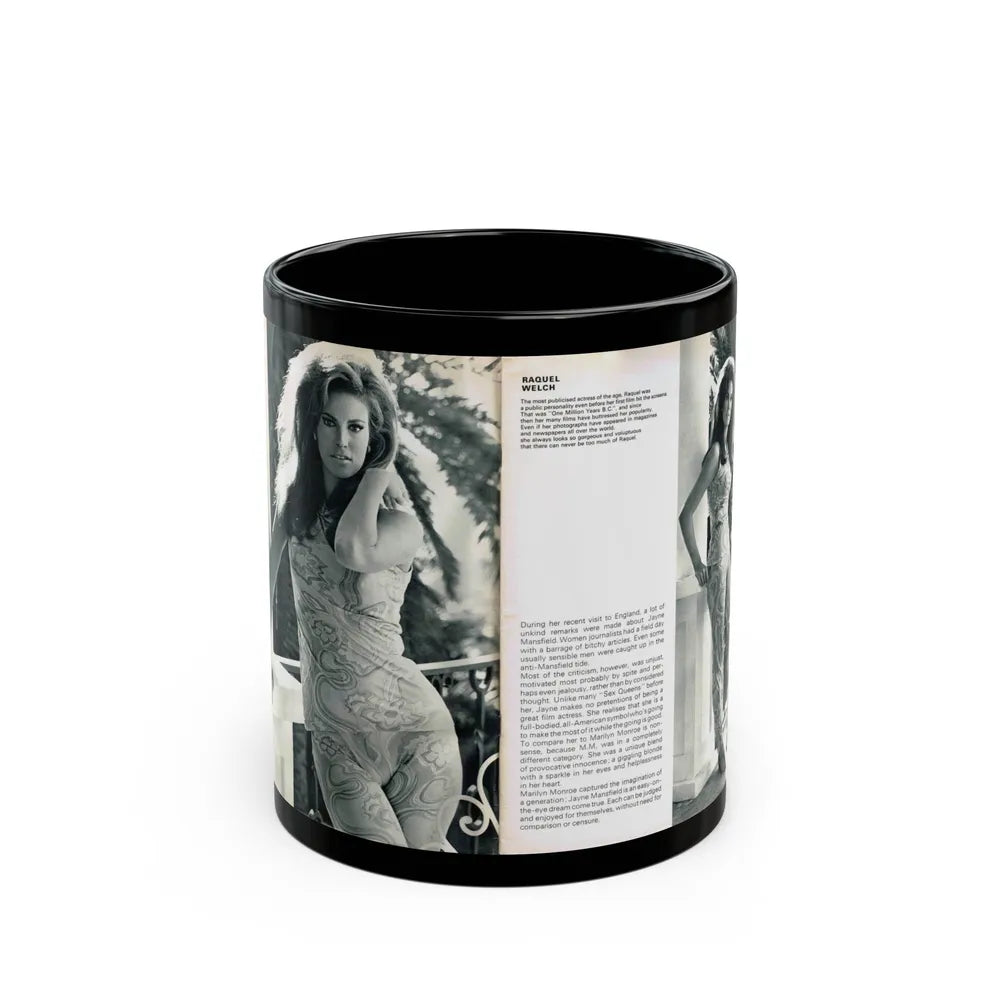 Raquel Welch #349 (Vintage Female Icon) Black Coffee Mug-11oz-Go Mug Yourself