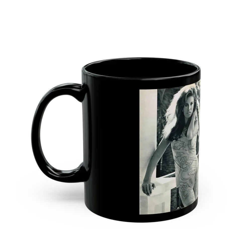 Raquel Welch #349 (Vintage Female Icon) Black Coffee Mug-Go Mug Yourself