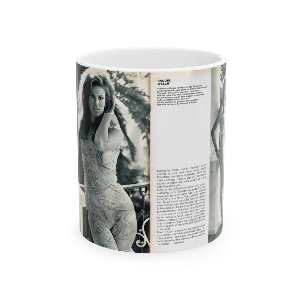 Raquel Welch #349 (Vintage Female Icon) White Coffee Mug-11oz-Go Mug Yourself