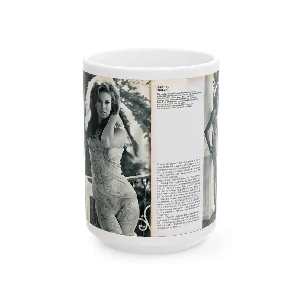 Raquel Welch #349 (Vintage Female Icon) White Coffee Mug-15oz-Go Mug Yourself