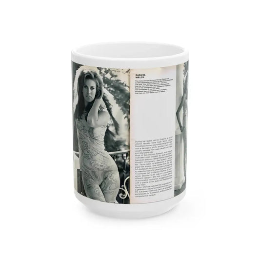 Raquel Welch #349 (Vintage Female Icon) White Coffee Mug 15oz - Go Mug Yourself