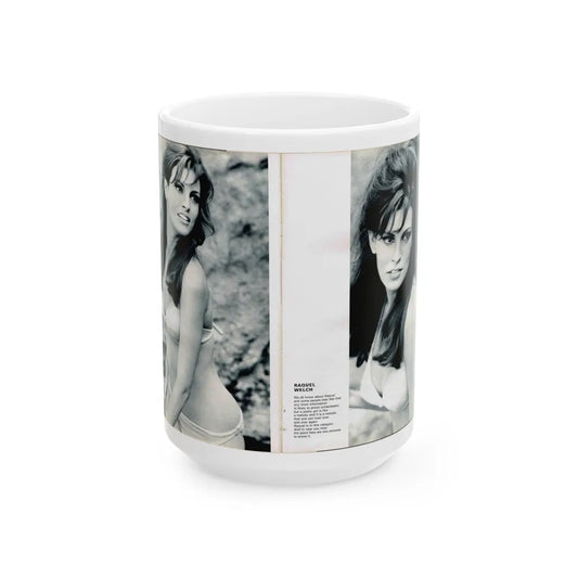 Raquel Welch #350 (Vintage Female Icon) White Coffee Mug-15oz-Go Mug Yourself