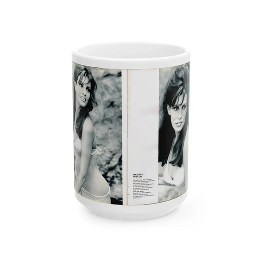 Raquel Welch #350 (Vintage Female Icon) White Coffee Mug 15oz - Go Mug Yourself