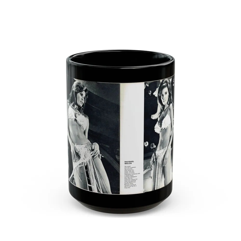 Raquel Welch #351 (Vintage Female Icon) Black Coffee Mug-15oz-Go Mug Yourself