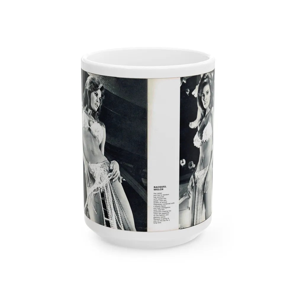 Raquel Welch #351 (Vintage Female Icon) White Coffee Mug-15oz-Go Mug Yourself