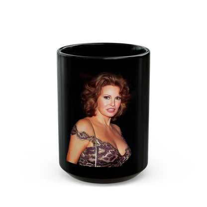 Raquel Welch #352 (Vintage Female Icon) Black Coffee Mug-15oz-Go Mug Yourself